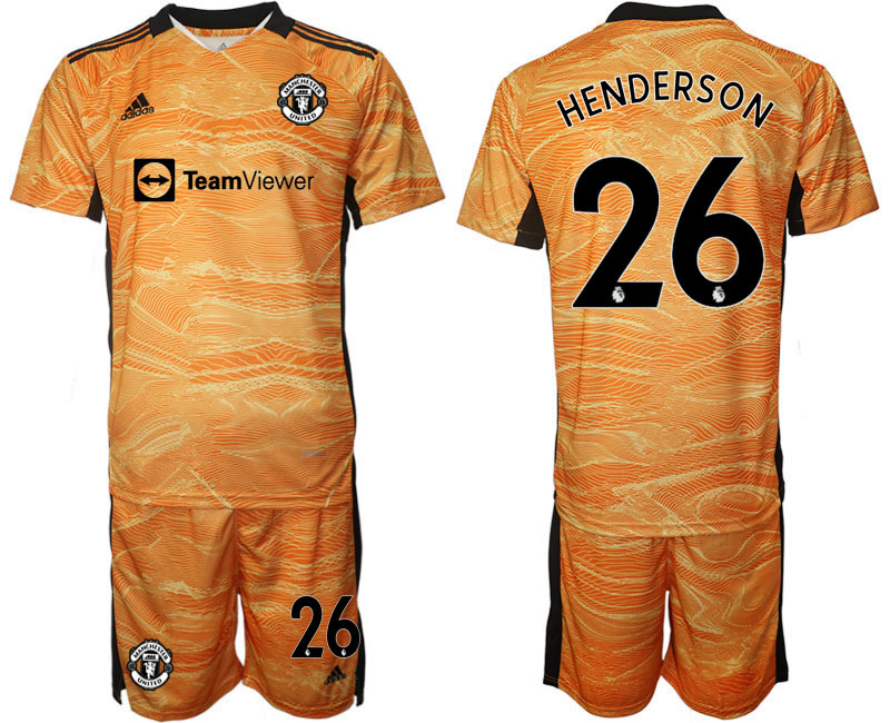 Men 2021-2022 Club Manchester United Orange Yellow goalkeeper #26 Soccer Jersey->manchester united jersey->Soccer Club Jersey